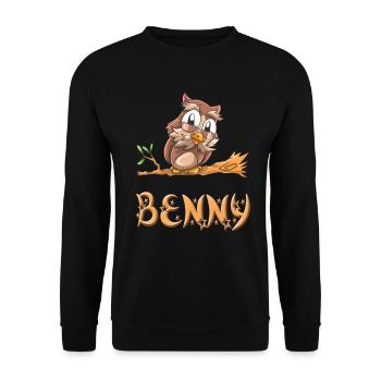 Eule Benny - Unisex Pullover - Schwarz - Vorne - Alina (178cm) & Michal (187cm)