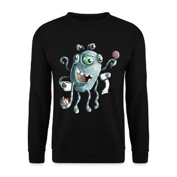 Lustiges Monster der Tiefsee - Unisex Pullover - Schwarz - Vorne - Alina (178cm) & Michal (187cm)