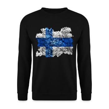 Finnland Vintage Flagge - Unisex Pullover - Schwarz - Vorne - Alina (178cm) & Michal (187cm)