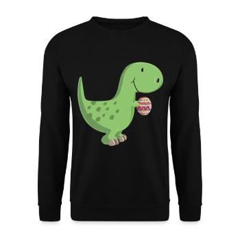 Dino with egg - Unisex Sweatshirt - black - Front - Alina (178cm) & Michal (187cm)