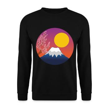 Mount Fuji Manga - Unisex Pullover - Schwarz - Vorne - Alina (178cm) & Michal (187cm)