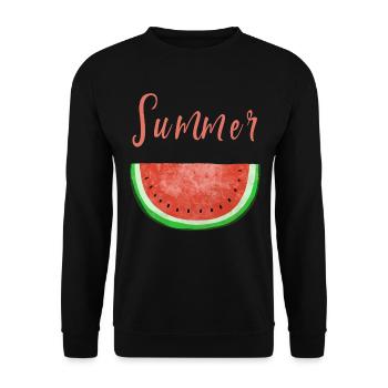 Summer Time Wassermelone - Melone - Sommer - Unisex Pullover - Schwarz - Vorne - Alina (178cm) & Michal (187cm)