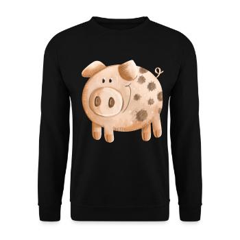 Petit cochon rose - cochon - porcelet - Sweat-shirt Unisexe - noir - Devant - Alina (178cm) & Michal (187cm)