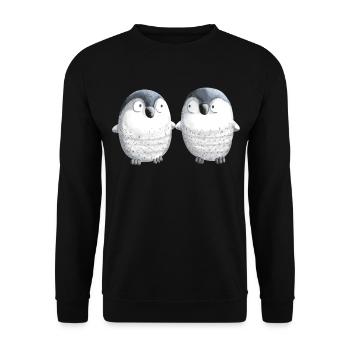 Best Friends Pinguine - Pinguin - Comic - Paar - Unisex Pullover - Schwarz - Vorne - Alina (178cm) & Michal (187cm)