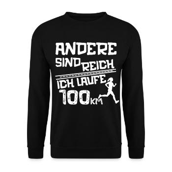 Ultramarathon 100 Kilometer Ultralaufen Geschenk - Unisex Pullover - Schwarz - Vorne - Alina (178cm) & Michal (187cm)