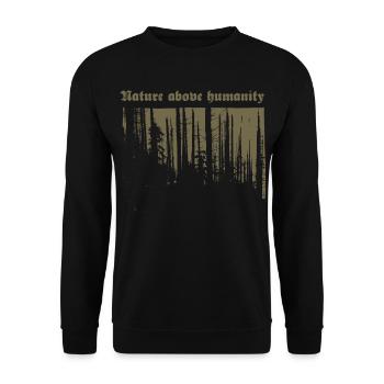 Nature above humanity (gold) - Unisex Pullover - Schwarz - Vorne - Alina (178cm) & Michal (187cm)