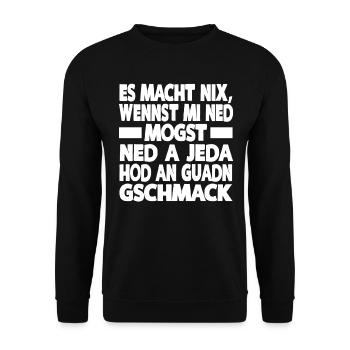 ES MACHT NIX WENNST MI NED MOGST - Unisex Pullover - Schwarz - Vorne - Alina (178cm) & Michal (187cm)