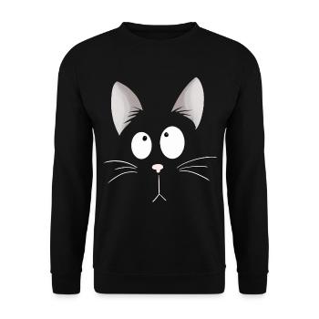 Tête de chat I Cat Face I Comic - Sweat-shirt Unisexe - noir - Devant - Alina (178cm) & Michal (187cm)