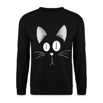 Cat face i cat head i face - Unisex Sweatshirt - black - Front - Alina (178cm) & Michal (187cm)