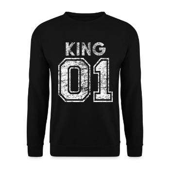 King 01 Vintage - Unisex Pullover - Schwarz - Vorne - Alina (178cm) & Michal (187cm)