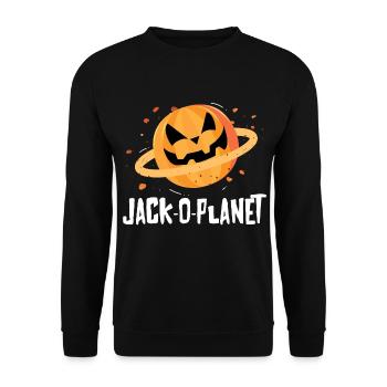 Halloween Kürbis Gesicht Jack-O-Planet - Unisex Pullover - Schwarz - Vorne - Alina (178cm) & Michal (187cm)