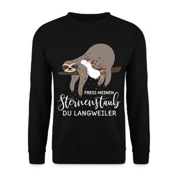 Sloth unicorn saying eat my stardust - Unisex Sweatshirt - black - Front - Alina (178cm) & Michal (187cm)