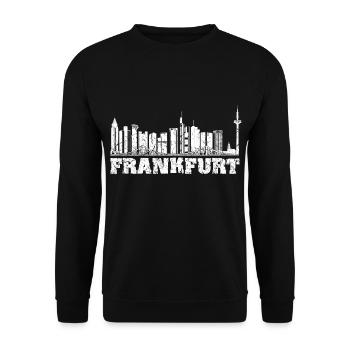 Frankfurter Skyline Silhouette - Unisex Pullover - Schwarz - Vorne - Alina (178cm) & Michal (187cm)