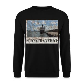 Conception du port d’Anvers avec coordonnées géographiques - Sweat-shirt Unisexe - noir - Devant - Alina (178cm) & Michal (187cm)