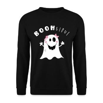 BOOtifil Geisterstunde I Mädchen Halloween - Unisex Pullover - Schwarz - Vorne - Alina (178cm) & Michal (187cm)