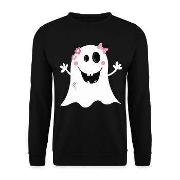 Lustiges Mädchen Gespenst I Halloween - Unisex Pullover - Schwarz - Vorne - Alina (178cm) & Michal (187cm)