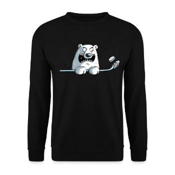 Ours polaire cool avec un bâton de hockey I Hockey - Sweat-shirt Unisexe - noir - Devant - Alina (178cm) & Michal (187cm)