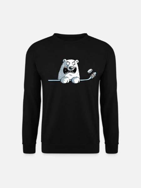 Cool Polar Bear With Hockey Stick I Hockey - Unisex Sweatshirt - black