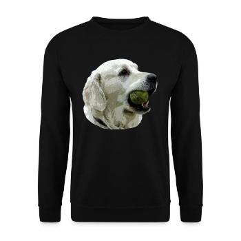 Labrador mit Ball - Unisex Pullover - Schwarz - Vorne - Alina (178cm) & Michal (187cm)