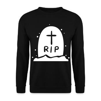 RIP Grabstein Skizze - Unisex Pullover - Schwarz - Vorne - Alina (178cm) & Michal (187cm)