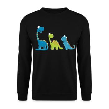 Lustige Dinosaurier Arten I Dino Kinder Geschenk - Unisex Pullover - Schwarz - Vorne - Alina (178cm) & Michal (187cm)