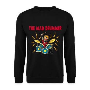 der verrückte Schlagzeuger - Unisex Pullover - Schwarz - Vorne - Alina (178cm) & Michal (187cm)