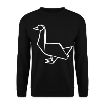Goose | Duck | Origami - Unisex Sweatshirt - black - Front - Alina (178cm) & Michal (187cm)
