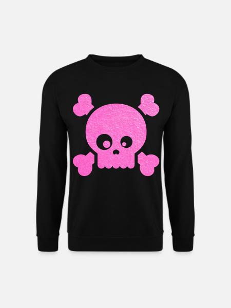 Pink Skull Pop Art Crossbones - Unisex Pullover - Schwarz