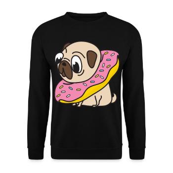 Drôle Cool Cute Dog Pug - Sweat-shirt Unisexe - noir - Devant - Alina (178cm) & Michal (187cm)