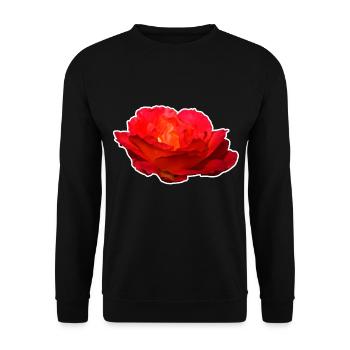Rote Rose Blume Blüte Geschenk - Unisex Pullover - Schwarz - Vorne - Alina (178cm) & Michal (187cm)