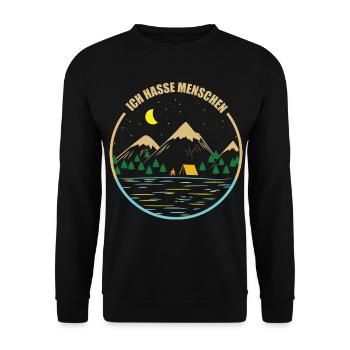 Ich hasse Menschen - Unisex Pullover - Schwarz - Vorne - Alina (178cm) & Michal (187cm)