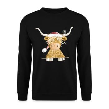 Schottisches Hochlandrind Weihnachten Geschenk - Unisex Pullover - Schwarz - Vorne - Alina (178cm) & Michal (187cm)