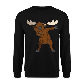 Retro Vintage Grunge Style Dabbing Dab Elche - Unisex Pullover - Schwarz - Vorne - Alina (178cm) & Michal (187cm)