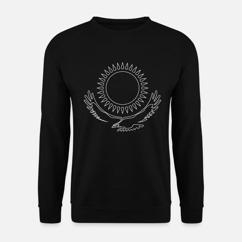 Kasachstan Adler Steppenadler Linie weiß Flagge - Unisex Pullover - Schwarz