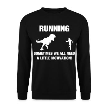 Rennen T-Rex Motivation Lustig Laufen Sport - Unisex Pullover - Schwarz - Vorne - Alina (178cm) & Michal (187cm)