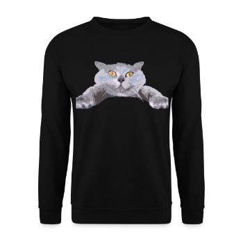 Cat - - Unisex Sweatshirt - black - Front - Alina (178cm) & Michal (187cm)