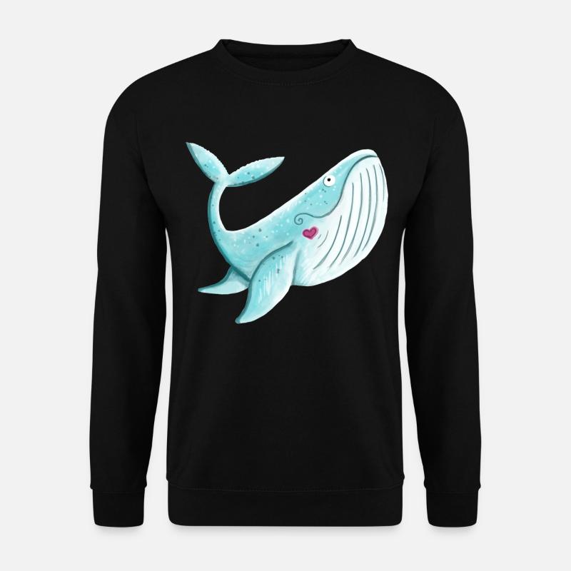 Wal Mit Herz I Buckelwal Walfisch Geschenk Comic - Unisex Pullover - Schwarz