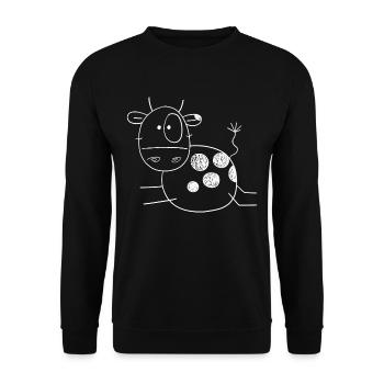 Cool Cow I Stick Figure Beef Farmer Gift - Unisex Sweatshirt - black - Front - Alina (178cm) & Michal (187cm)