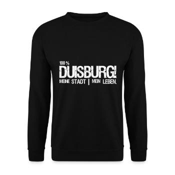 100% Duisburg Stadtleben - Unisex Pullover - Schwarz - Vorne - Alina (178cm) & Michal (187cm)