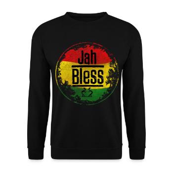 Jah Bless Symbole rouge-jaune-vert - Sweat-shirt Unisexe - noir - Devant - Alina (178cm) & Michal (187cm)