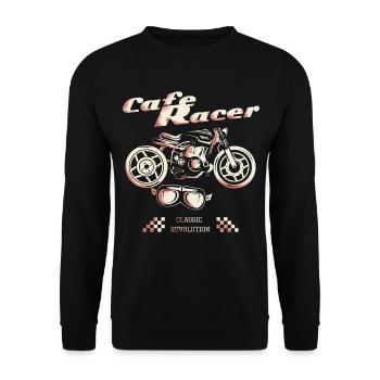 Cafe Racer Motorrad Classic Revolution - Unisex Pullover - Schwarz - Vorne - Alina (178cm) & Michal (187cm)