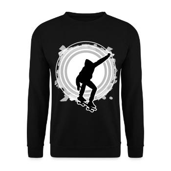 Skateboarder saute cercle raster gris blanc - Sweat-shirt Unisexe - noir - Devant - Alina (178cm) & Michal (187cm)