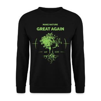 Make Nature Great Again Climate Protection Nature Arbres - Sweat-shirt Unisexe - noir - Devant - Alina (178cm) & Michal (187cm)