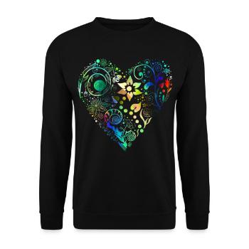 Flower Heart Rainbow - Unisex Sweatshirt - black - Front - Alina (178cm) & Michal (187cm)