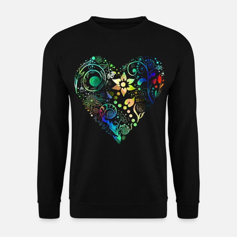 Blumenherz Regenbogen - Unisex Pullover - Schwarz