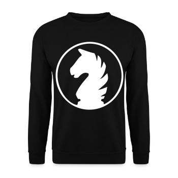 Schach - Pferd - Unisex Pullover - Schwarz - Vorne - Alina (178cm) & Michal (187cm)