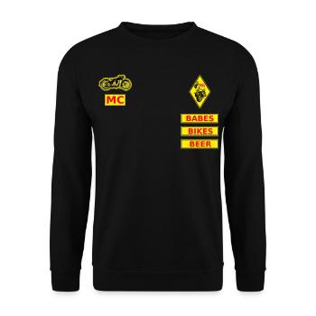 Vintage Motorcycle Club Logo Design - Unisex Sweatshirt - black - Front - Alina (178cm) & Michal (187cm)