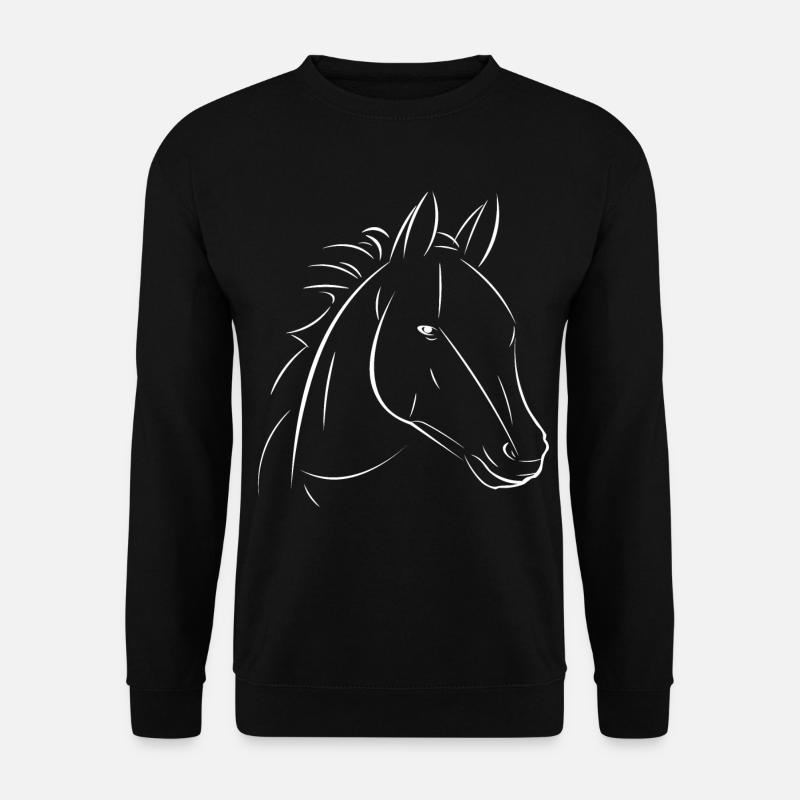 Kontrast zur Pferdelinienzeichnung - Unisex Pullover - Schwarz