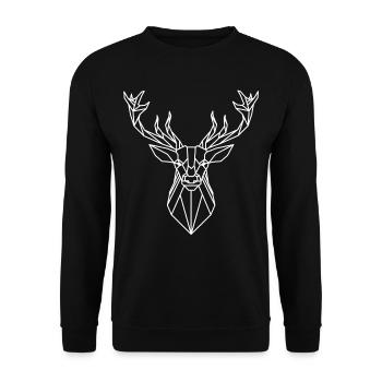 Geometric Deer Head - Unisex Sweatshirt - black - Front - Alina (178cm) & Michal (187cm)