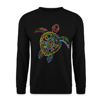Tortue Tortue de mer Tribal Hawaii Vintage - Sweat-shirt Unisexe - noir - Devant - Alina (178cm) & Michal (187cm)
